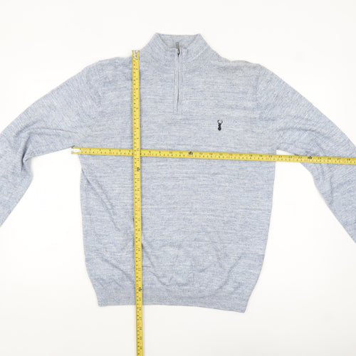 Next Men’s Blue 1/4 Zip Cotton Jumper M Regular Fit High Neck