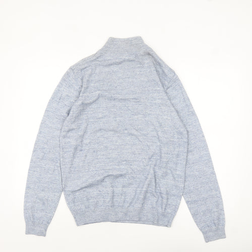Next Men’s Blue 1/4 Zip Cotton Jumper M Regular Fit High Neck