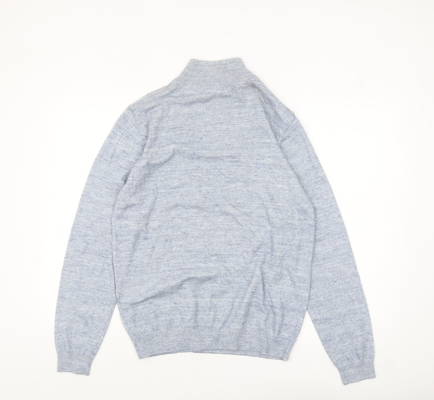 Next Men’s Blue 1/4 Zip Cotton Jumper M Regular Fit High Neck