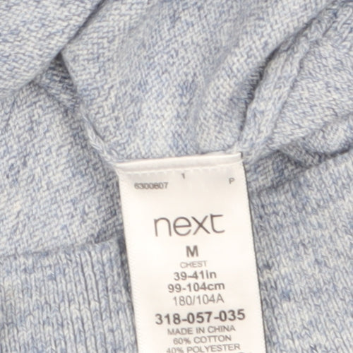 Next Men’s Blue 1/4 Zip Cotton Jumper M Regular Fit High Neck