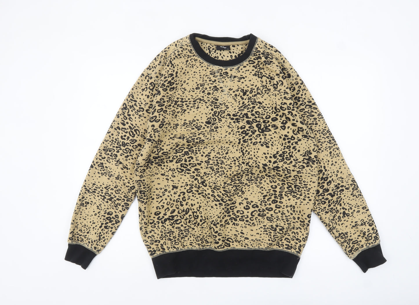 MP Men's Beige Animal Print Crew Neck Sweatshirt M Regular Fit