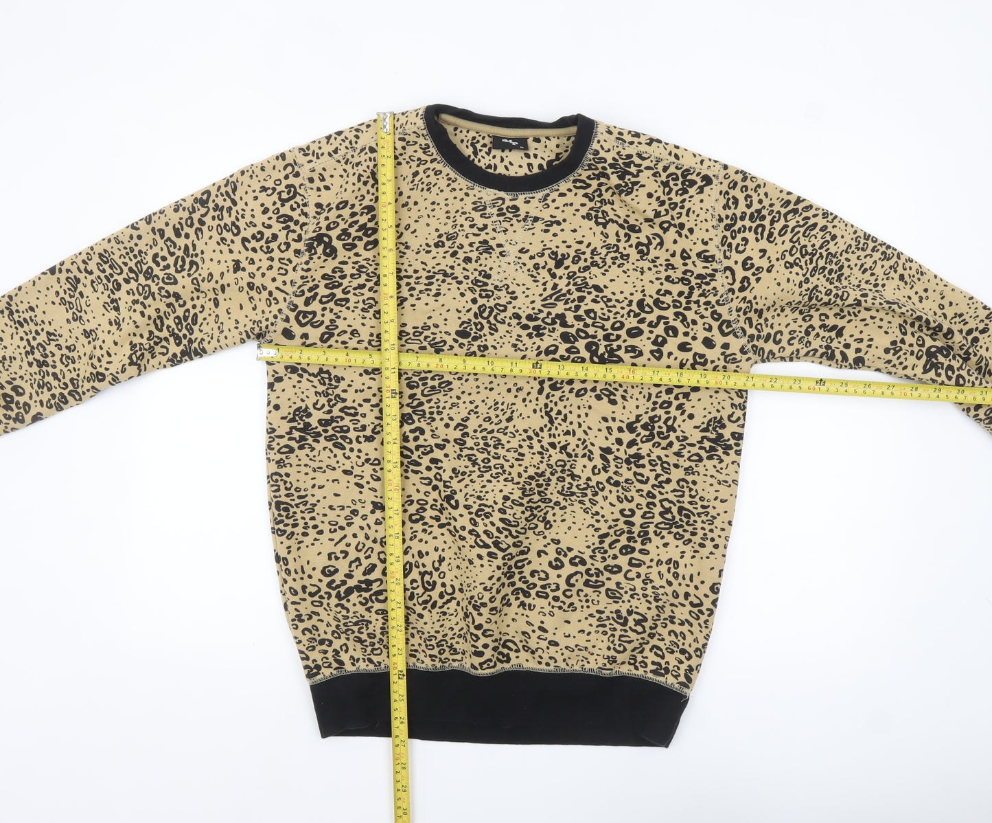 MP Men's Beige Animal Print Crew Neck Sweatshirt M Regular Fit