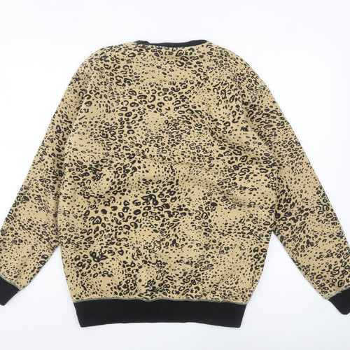 MP Men's Beige Animal Print Crew Neck Sweatshirt M Regular Fit