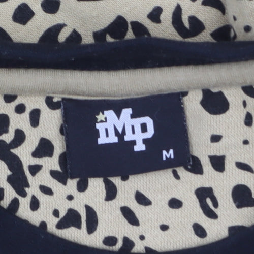 MP Men's Beige Animal Print Crew Neck Sweatshirt M Regular Fit