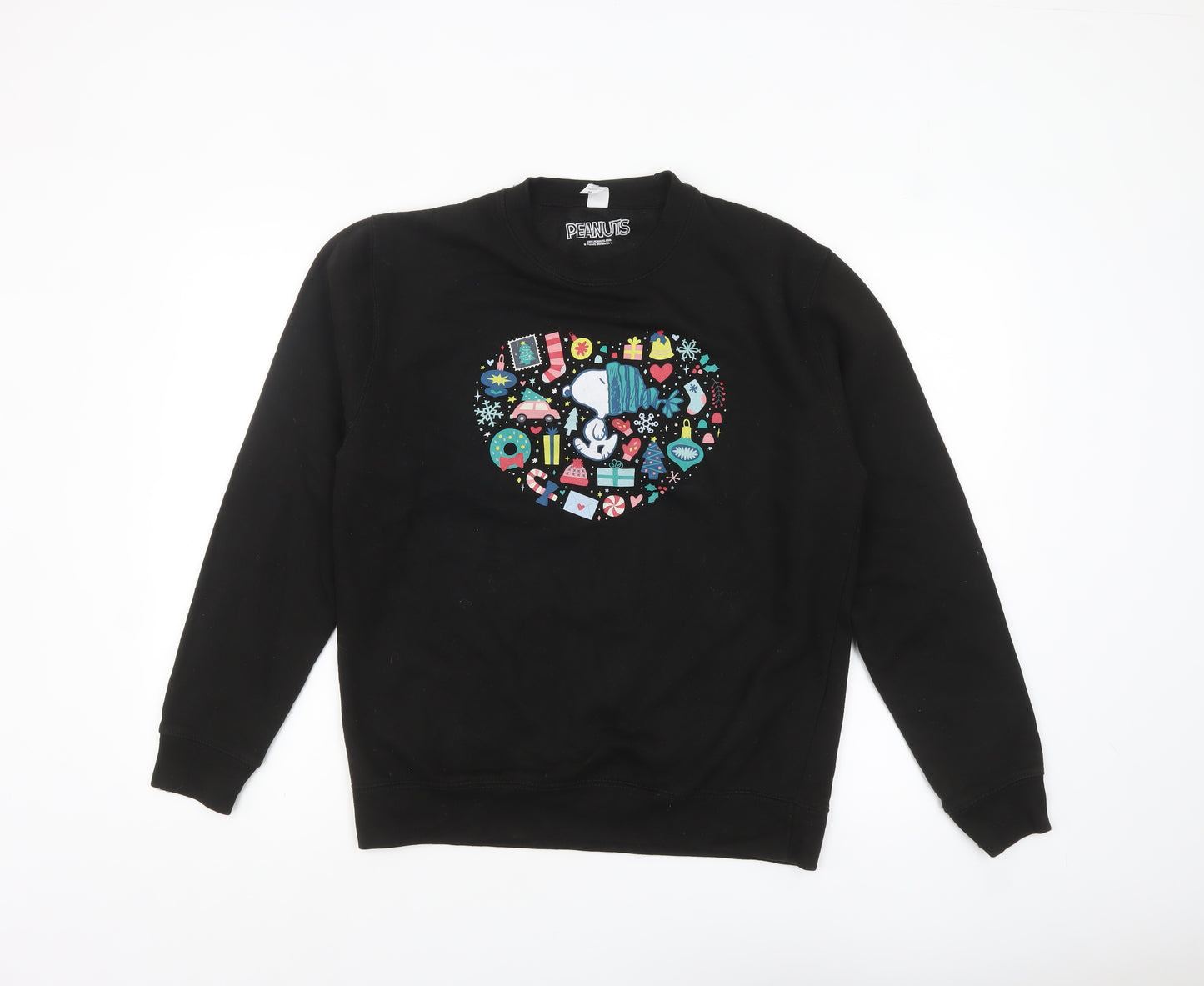 Peanuts Men’s Black Snoopy Christmas Pullover Sweatshirt Size M