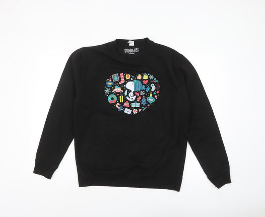 Peanuts Men’s Black Snoopy Christmas Pullover Sweatshirt Size M