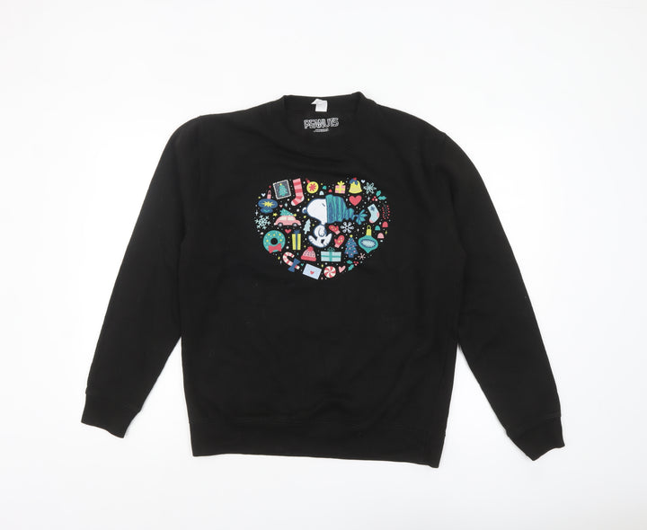 Peanuts Men’s Black Snoopy Christmas Pullover Sweatshirt Size M