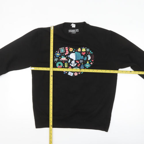Peanuts Men’s Black Snoopy Christmas Pullover Sweatshirt Size M