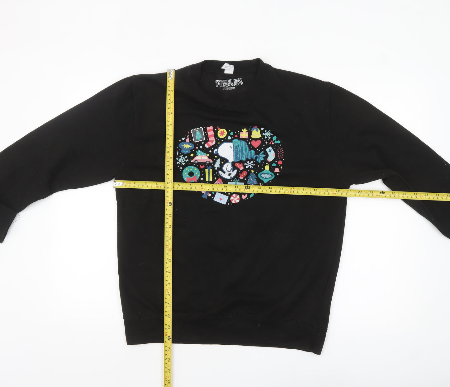 Peanuts Men’s Black Snoopy Christmas Pullover Sweatshirt Size M