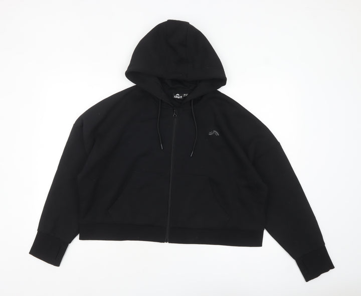 Crivit Womens Black Full Zip Hoodie Size L 16 Hooded Sweatshirt