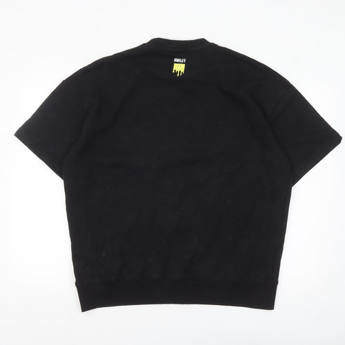 Zara Smiley Men’s Black M Pullover Sweatshirt Short Sleeve Graphic
