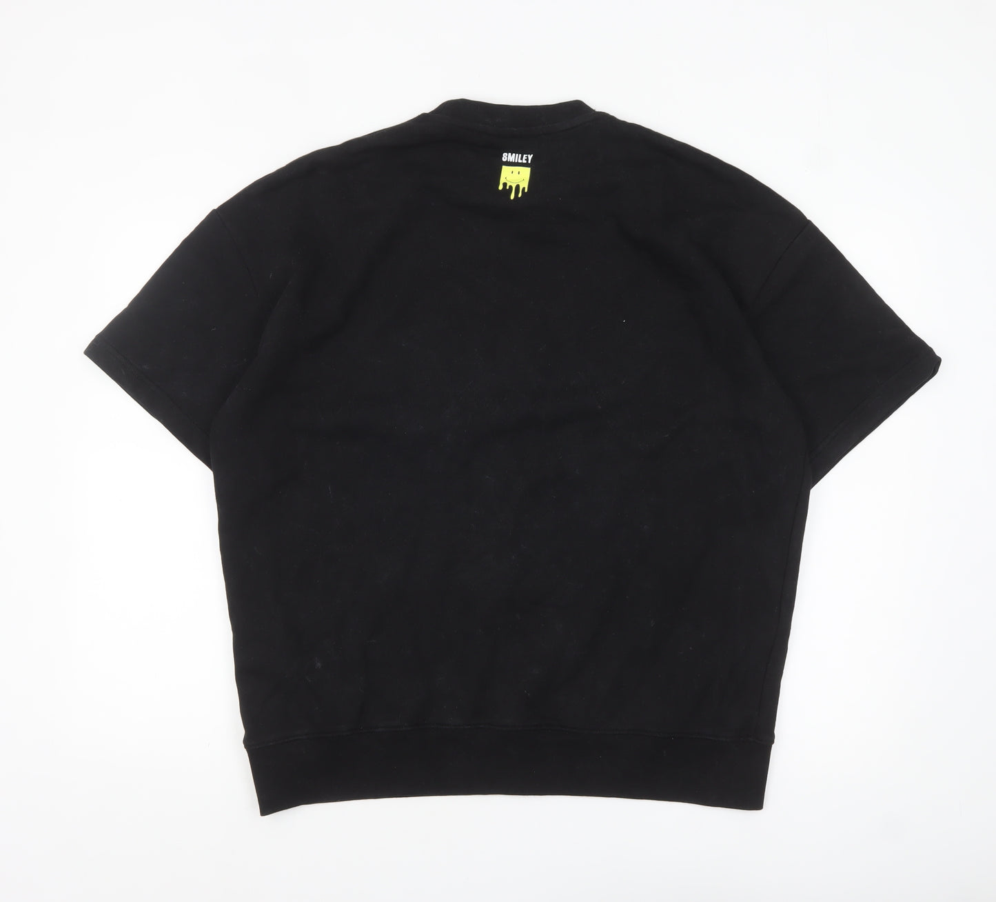 Zara Smiley Men’s Black M Pullover Sweatshirt Short Sleeve Graphic