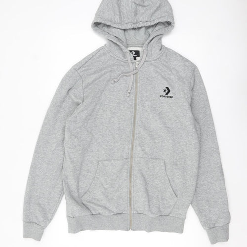 Converse Men's Grey Full Zip Hoodie Medium Cotton Blend