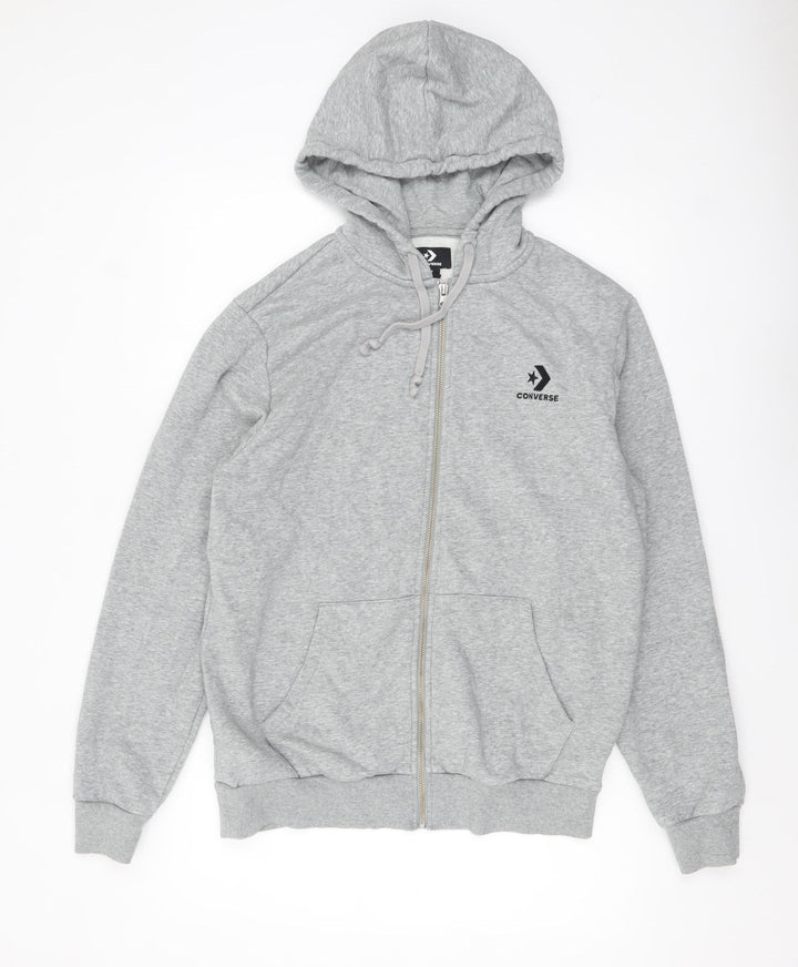 Converse Men's Grey Full Zip Hoodie Medium Cotton Blend