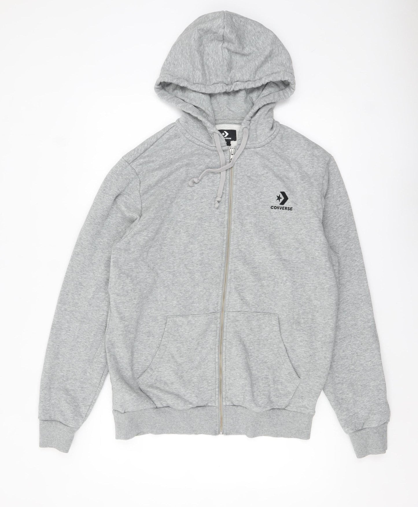 Converse Men's Grey Full Zip Hoodie Medium Cotton Blend