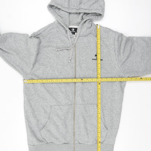 Converse Men's Grey Full Zip Hoodie Medium Cotton Blend