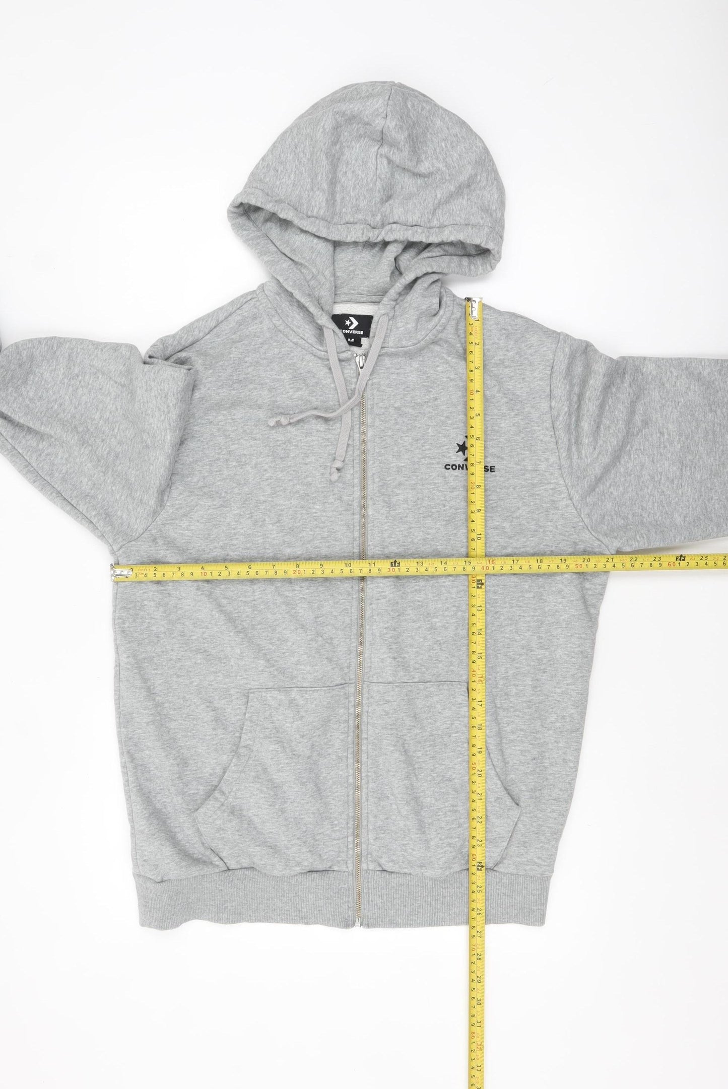Converse Men's Grey Full Zip Hoodie Medium Cotton Blend