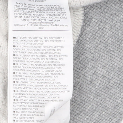 Converse Men's Grey Full Zip Hoodie Medium Cotton Blend