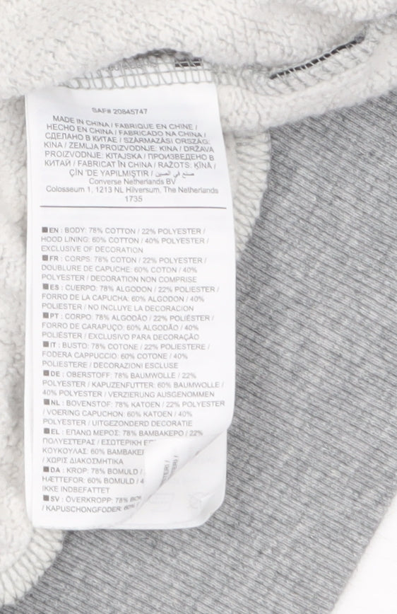 Converse Men's Grey Full Zip Hoodie Medium Cotton Blend