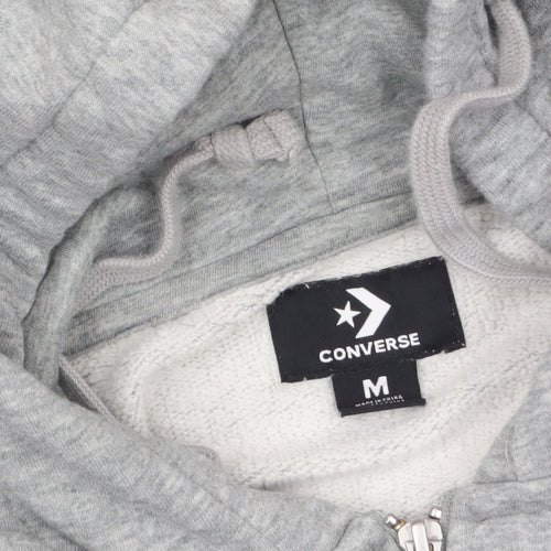 Converse Men's Grey Full Zip Hoodie Medium Cotton Blend