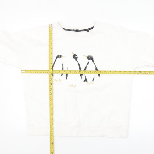Next Women Ivory Sequin Penguin Sweatshirt Size 14 Relaxed Fit