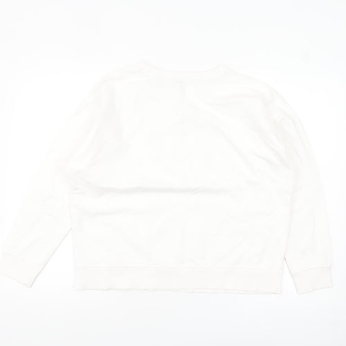 Next Women Ivory Sequin Penguin Sweatshirt Size 14 Relaxed Fit