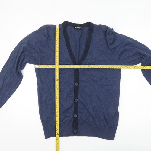 Marks and Spencer Men’s Blue Cotton Cardigan Medium V-Neck