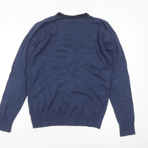Marks and Spencer Men’s Blue Cotton Cardigan Medium V-Neck