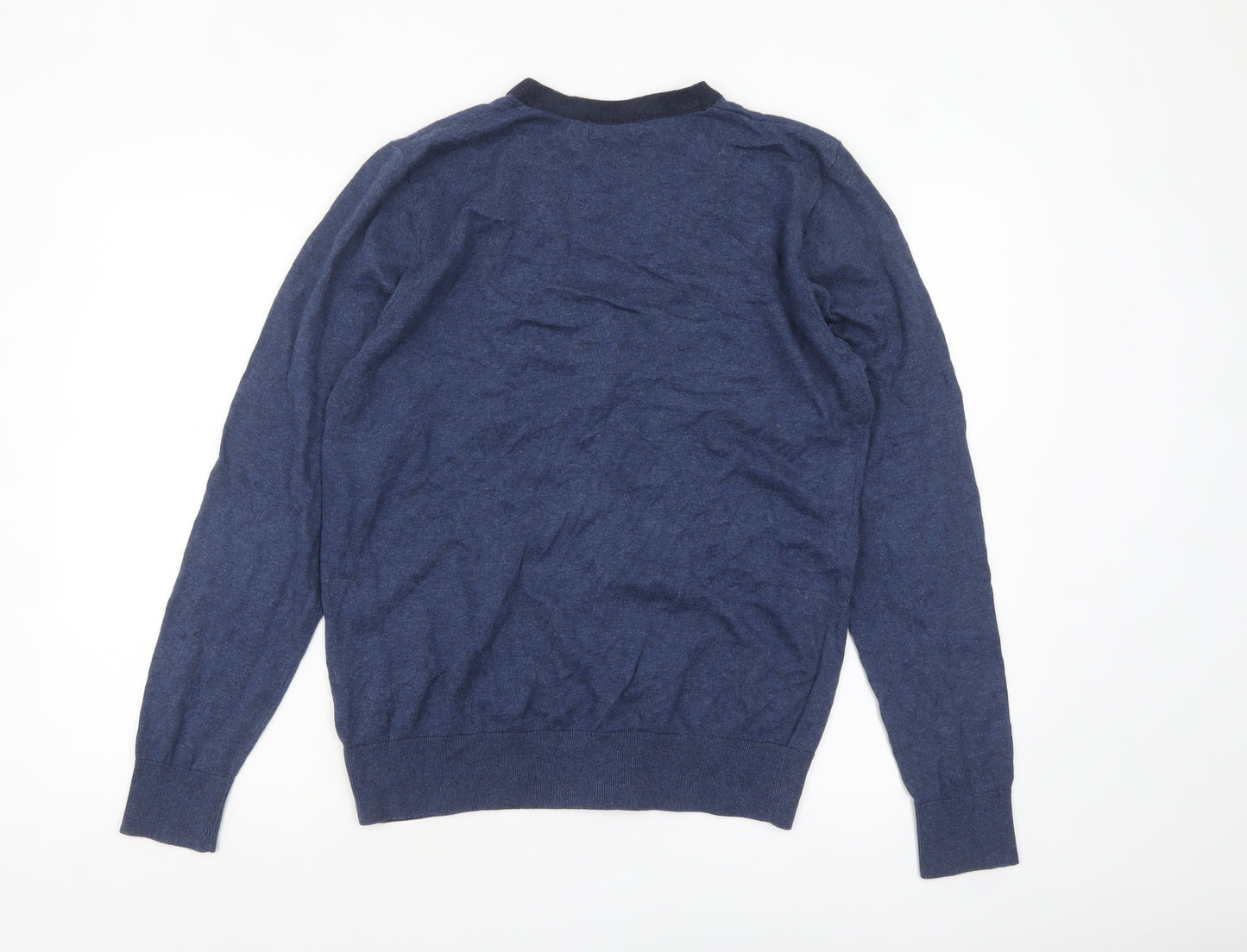 Marks and Spencer Men’s Blue Cotton Cardigan Medium V-Neck