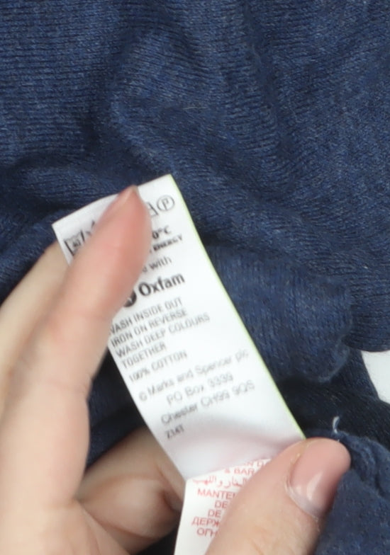 Marks and Spencer Men’s Blue Cotton Cardigan Medium V-Neck