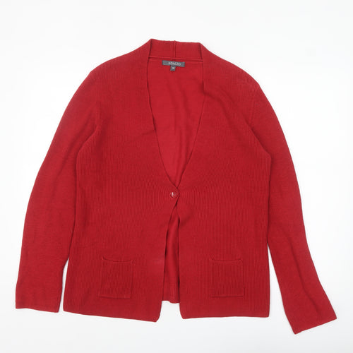 Adagio Women's Red V-Neck Cardigan Size 12 Cotton Blend