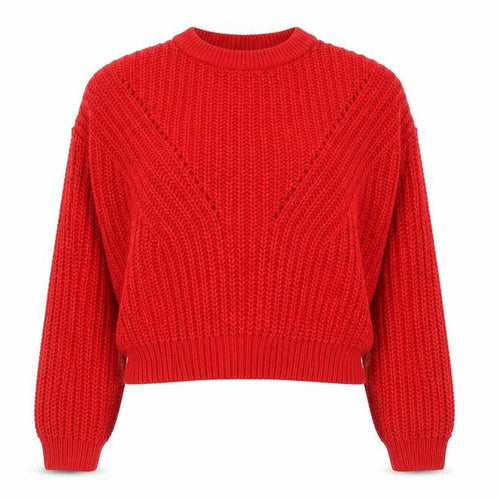 H&M Divided Women’s Red Chunky Crew Neck Knit Jumper Size S