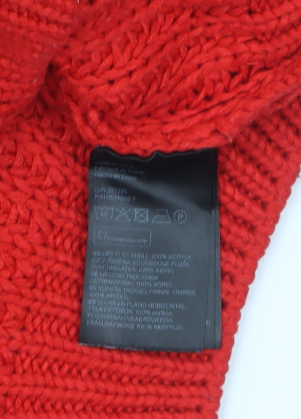 H&M Divided Women’s Red Chunky Crew Neck Knit Jumper Size S