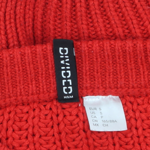 H&M Divided Women’s Red Chunky Crew Neck Knit Jumper Size S