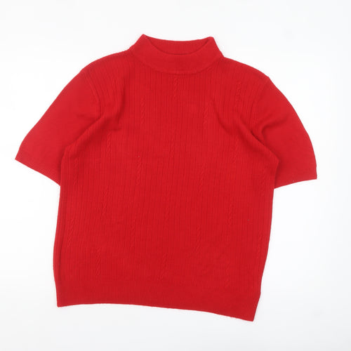 Bonmarché Women Red Mock Neck Short Sleeve Acrylic Jumper M
