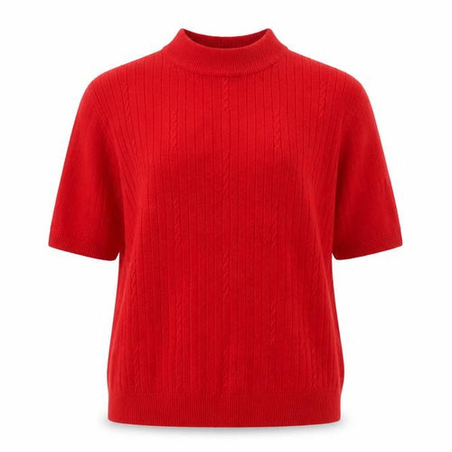 Bonmarché Women Red Mock Neck Short Sleeve Acrylic Jumper M