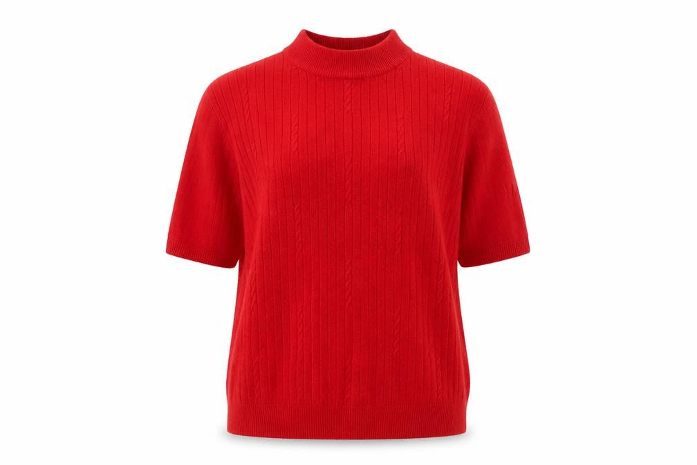Bonmarché Women Red Mock Neck Short Sleeve Acrylic Jumper M
