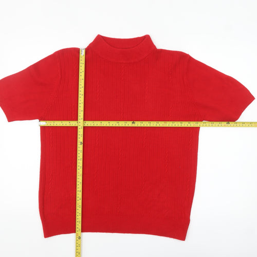 Bonmarché Women Red Mock Neck Short Sleeve Acrylic Jumper M