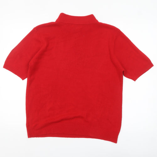 Bonmarché Women Red Mock Neck Short Sleeve Acrylic Jumper M