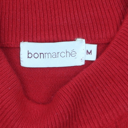 Bonmarché Women Red Mock Neck Short Sleeve Acrylic Jumper M