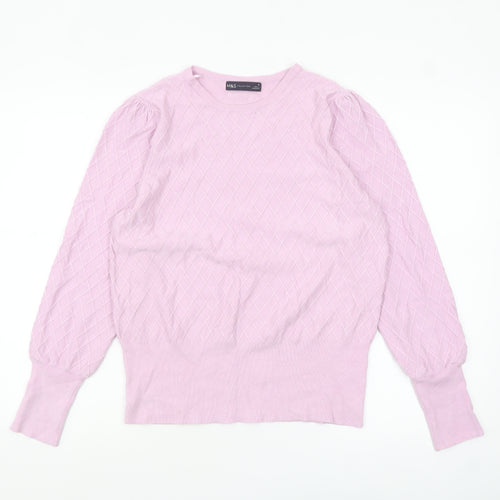 Marks and Spencer Women Pink Size 16 Diamond Knit Pullover Jumper