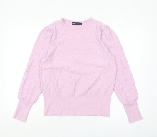 Marks and Spencer Women Pink Size 16 Diamond Knit Pullover Jumper