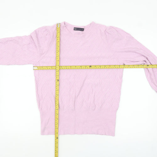 Marks and Spencer Women Pink Size 16 Diamond Knit Pullover Jumper