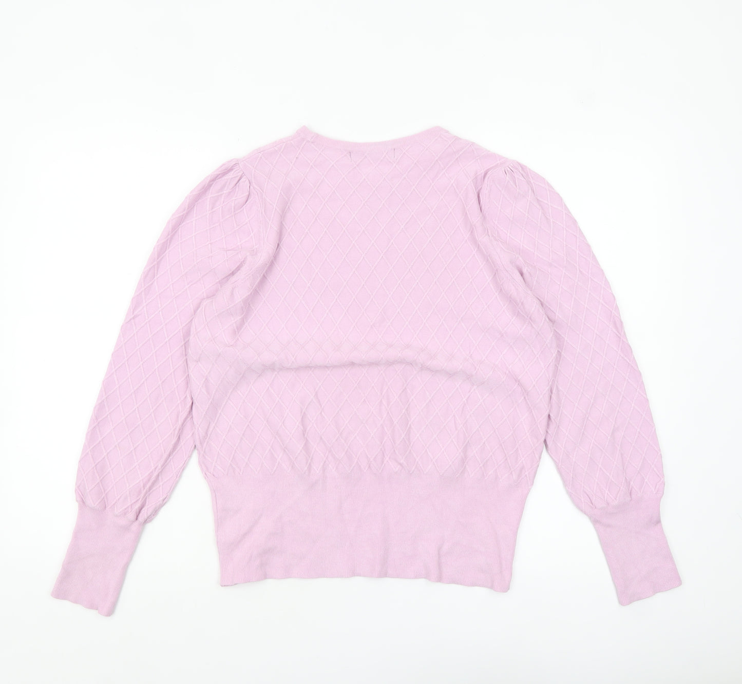 Marks and Spencer Women Pink Size 16 Diamond Knit Pullover Jumper