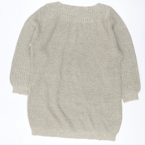 JDY Women Beige Chunky Knit Boat Neck Pullover Jumper XL