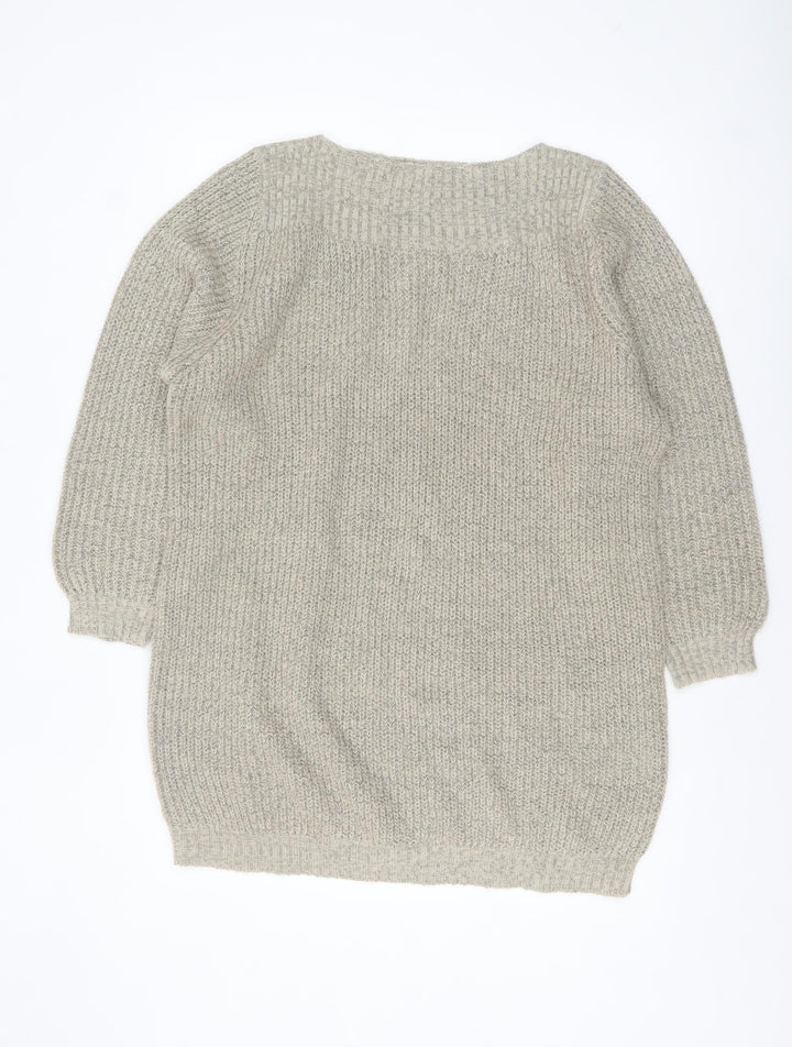 JDY Women Beige Chunky Knit Boat Neck Pullover Jumper XL