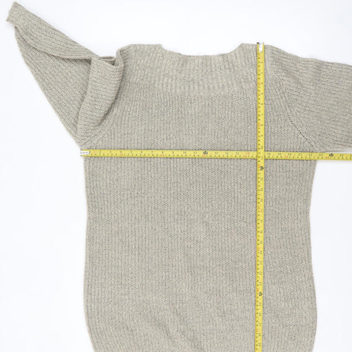 JDY Women Beige Chunky Knit Boat Neck Pullover Jumper XL