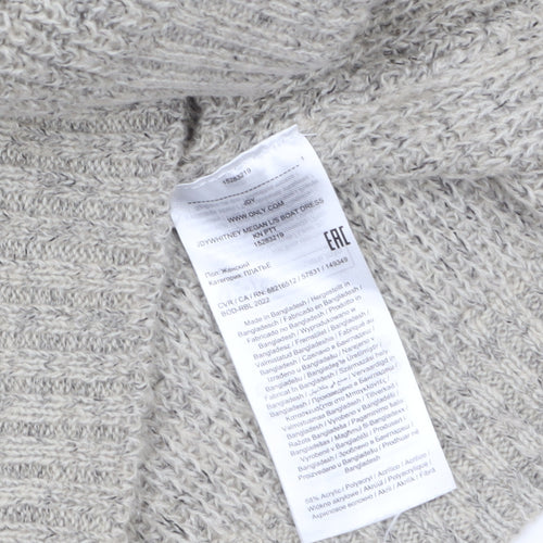 JDY Women Beige Chunky Knit Boat Neck Pullover Jumper XL