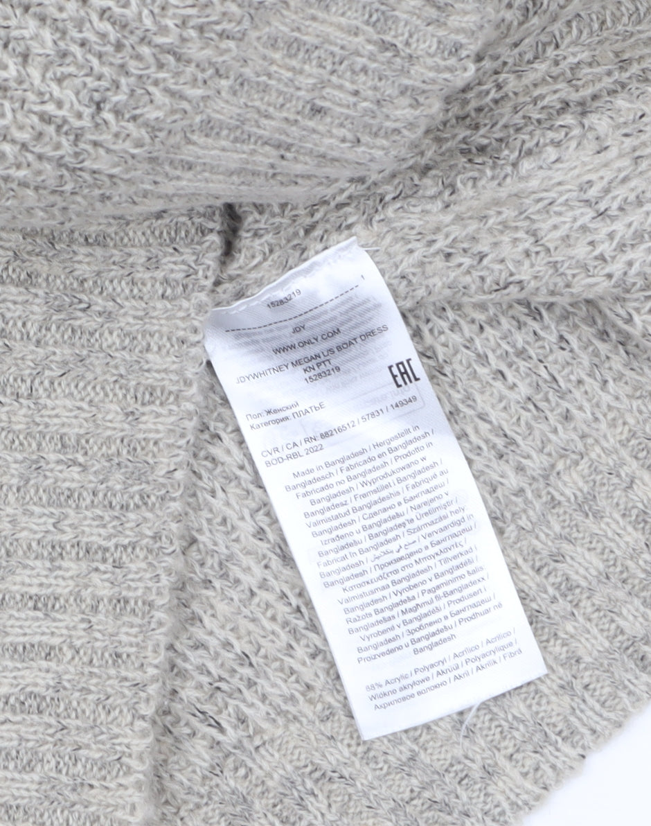 JDY Women Beige Chunky Knit Boat Neck Pullover Jumper XL
