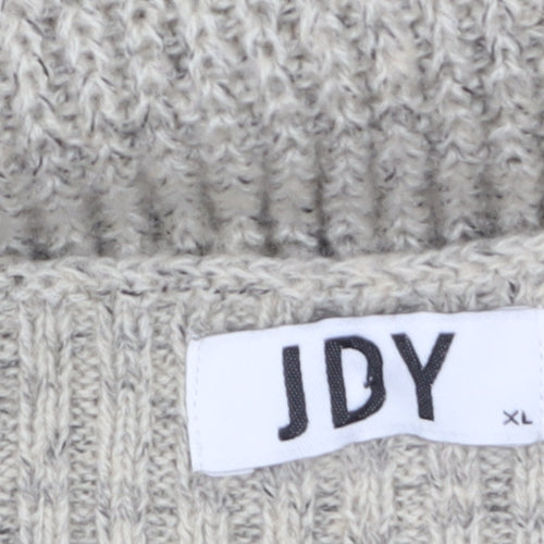 JDY Women Beige Chunky Knit Boat Neck Pullover Jumper XL